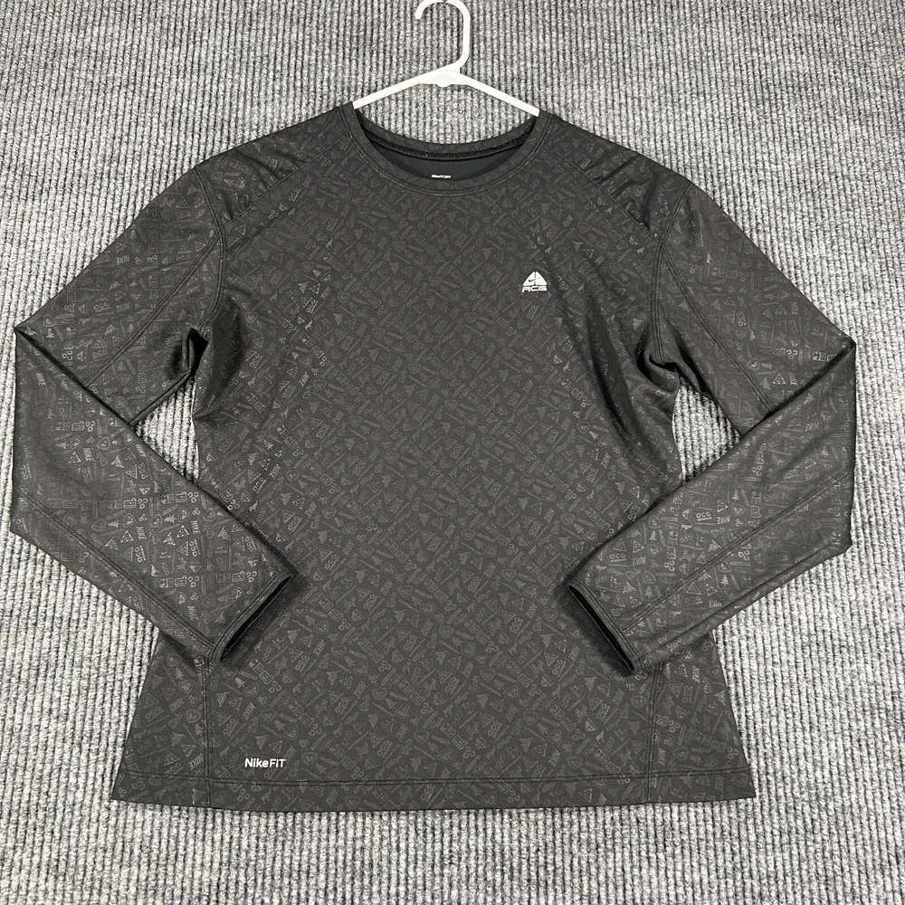 Nike ACG Shirt Womens Medium Black Long Sleeve Fit Dry Workout Activewear Casual